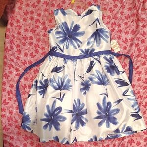 Wonder Nation Blue and White Floral Kids Formal Dress